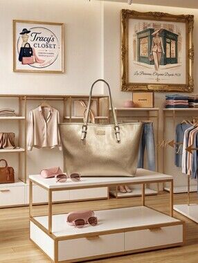 Michael Kors Jet Set Travel Large Saffiano Leather Tote Pale Gold NWT